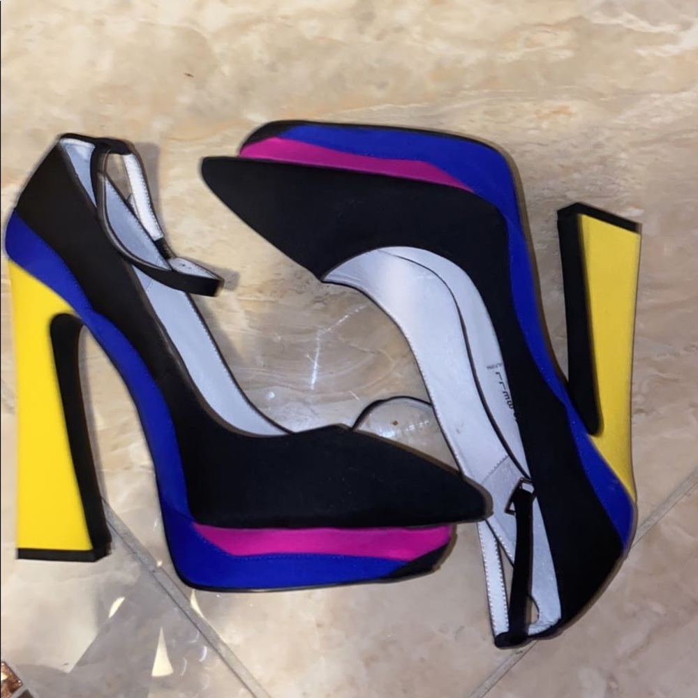 Black Multi Color Block Heel Jeffrey Campbell